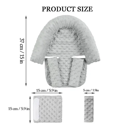 Miniatura 3 de Reposacabezas y fundas para correa para asiento de bebé, soporte para la cabeza y funda para el cuello del asiento de automóvil, almohada de apoyo