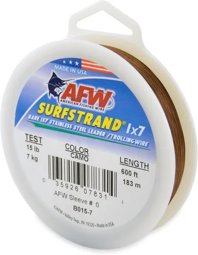Miniatura 19 de Surfstrand Bare 1x7 Cable Líder de Acero Inoxidable - Línea Líder de Pesca para Agua Salada, 20lb Test - 325lb Test en Brillante, Camuflaje