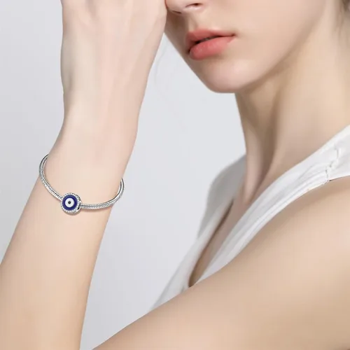 Miniatura 6 de Abalorios de plata de ley 925 para pulsera y joyería de la suerte, abalorios de Hamsa de Fátima, abalorios europeos compatibles con el mal de ojo