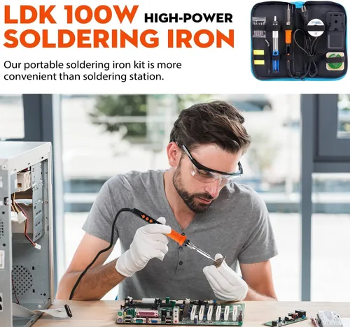 Miniatura 3 de LDK Kit de soldadura eléctrica, soldador digital de 100 W para electrónica, pistola de soldadura con estilo pluma para joyería, kit de soldadura