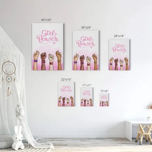 Miniatura 6 de Smile Art Design Girl Power Cita, Diversity Kids Gilrs, impresión de lienzo blanco y negro, decoración de la habitación de los niños, decoración