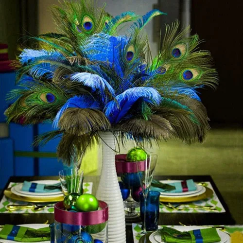 Miniatura 5 de CCINEE 15 plumas de pavo real natural, plumas de cola de pavo real de 10 a 12 pulgadas para manualidades, disfraz de Halloween, dama de honor