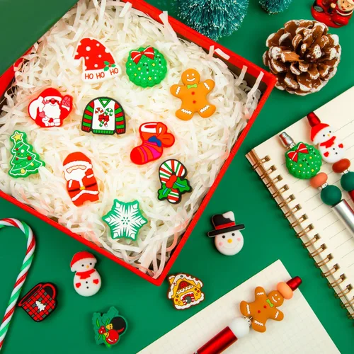 Miniatura 2 de 15 cuentas de silicona de Navidad, cuentas focales de silicona para bolígrafo, cuentas de árbol de Navidad para hacer llavero, collar, pulsera