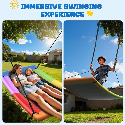 Miniatura 2 de Trekassy Columpio de árbol de plataforma Skycurve de 700 libras y 60 pulgadas para niños y adultos, resistente al desgaste con 2 correas para colgar