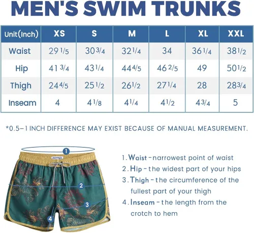 Miniatura 6 de maamgic Mens Boys 80s 90s Vintage 4 Way Stretch Swim Trunks with Mesh Lining Quick Dry Swim Suits Board Shorts