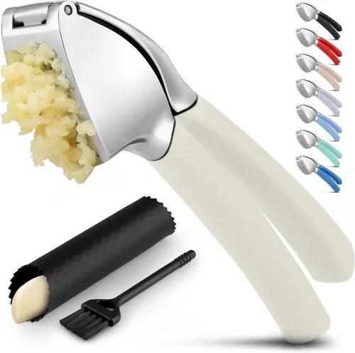 Zulay Kitchen Comfort Grip Prensa de ajos, herramienta para picar ajos, trituradora de ajo, prensa de ajo a prueba de óxido, con mango ergonómico