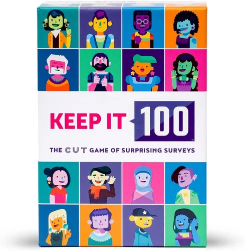 Keep It 100: The Card Game by Cut | Encuestas sorprendentes y adivinanzas intuitivas | Juego de cartas para familiares, amigos, fiestas y noche de