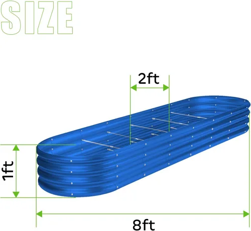 Miniatura 2 de Land Guard Kit de cama de jardín elevada galvanizada de 8 x 2 x 1 pies, cajas de jardín elevadas de capacidad de 108 galones para exteriores, camas
