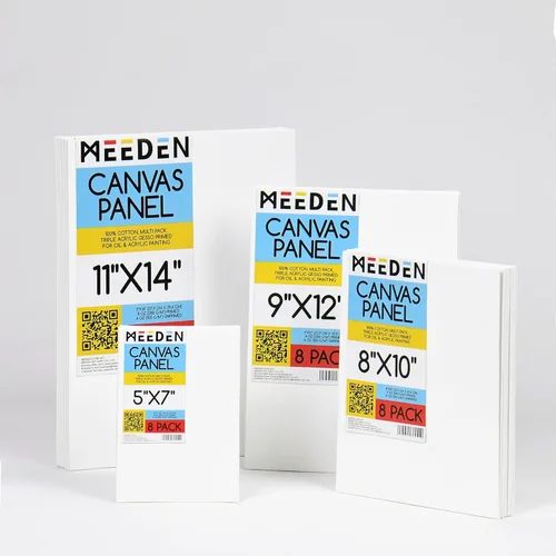 Miniatura 8 de MEEDEN Paquete de 12 tableros de lona 100% algodón para pintar, paneles de lienzo en blanco de 5 x 7 pulgadas para pintura al óleo y acrílica