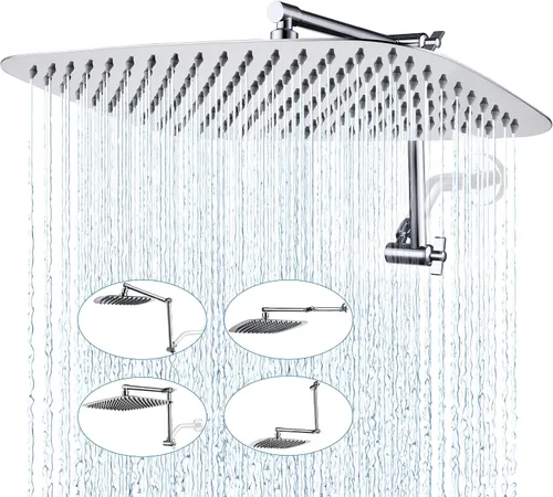 Miniatura 11 de G-Promise Regadera de lluvia de metal de 12 pulgadas con brazo de extensión ajustable de 15 pulgadas, cabezal de ducha de lluvia de alta presión