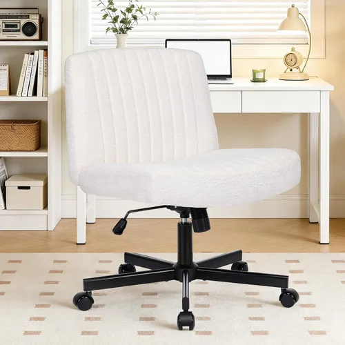 Miniatura 12 de Convertible Base Criss Cross Chair with Pocket Springs & Thicker and Wider Cushions, Armless Legged Office Chair Relieves Back Pain, Swivel Vanity