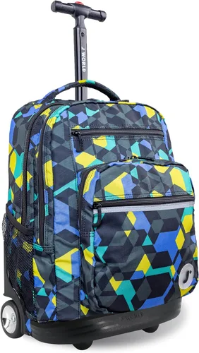 Miniatura 17 de J World Sundance Mochila Rodante para Laptop para Niñas y Niños. Mochila Escolar con Ruedas, Rombos negro, 20 pulgadas