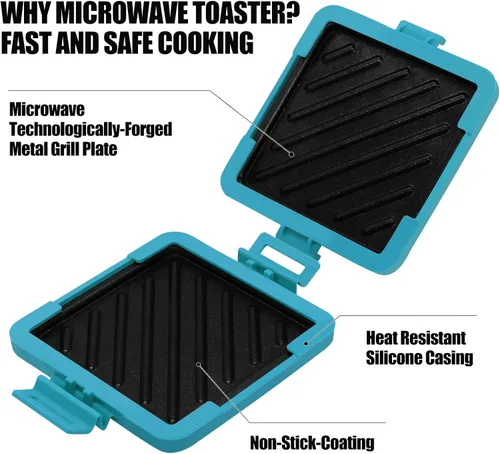 Miniatura 3 de MKYSAIL Tostador, Tostador de Microondas, Fabricante de Sándwiches, Fabricante de Panini, Apto para Lavavajillas, SIN Electricidad, Inalámbrico