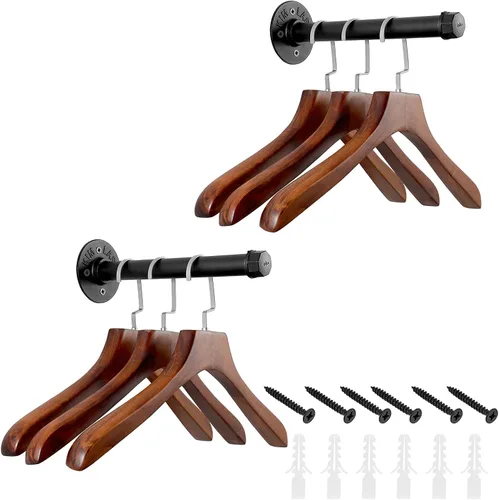Miniatura 15 de Sumnacon 2 Piezas Barra de Ropa de Tubo Industrial de 5.9 Pulgadas – Perchero de Metal Rústico de Servicio Pesado con Tornillos, Soporte para Ropa