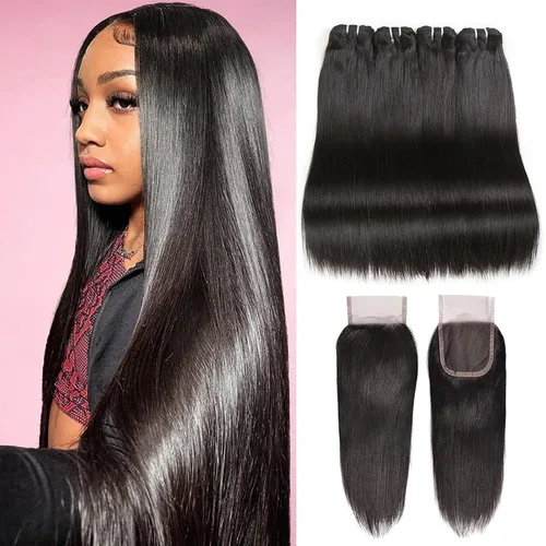 Miniatura 9 de Liang Dian Paquetes de cabello humano corto de 8 pulgadas color natural 4 paquetes 12A cabello virgen brasileño 100% cabello humano liso sin