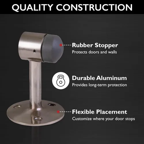 Miniatura 5 de Design House 189290-SN - Protector de pared para puerta con punta de goma, tapón de puerta de aluminio de níquel satinado, paquete de 2