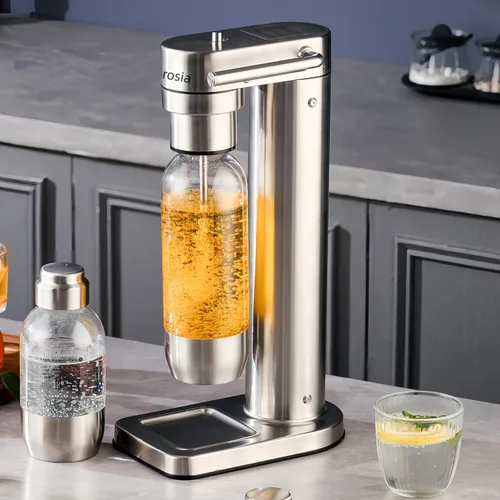 Miniatura 7 de Carbonata cualquier bebida Airosia - Máquina para hacer agua con gas de acero inoxidable 304, máquina carbonatadora con botellas sin BPA (1 L+0.5 L)