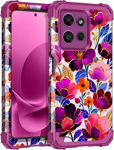 Miniatura 17 de LONTECT Funda para Moto Edge 2021, Moto Edge 5G UW, funda floral a prueba de golpes, 3 en 1, híbrida resistente, resistente, funda protectora