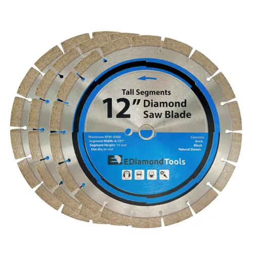 Miniatura 29 de Hoja de sierra de diamante segmentada de 4 "para hormigón, ladrillo, bloque y mampostería, altura de segmento de 0.394 in, eje de 7/8"-5/8