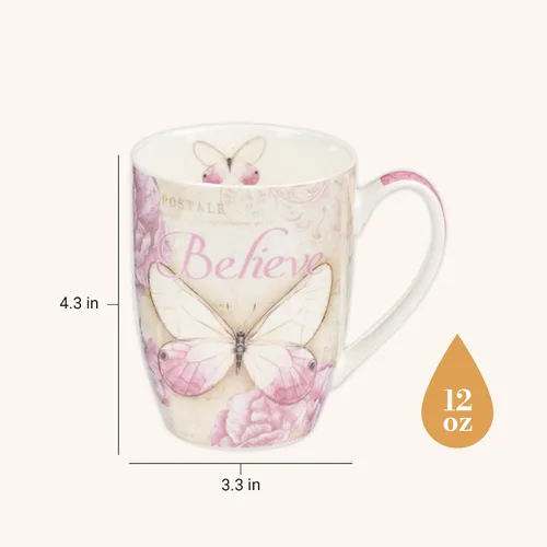 Miniatura 2 de Juego de tazas de cerámica Christian Art Gifts - Mariposas (juego de 4)