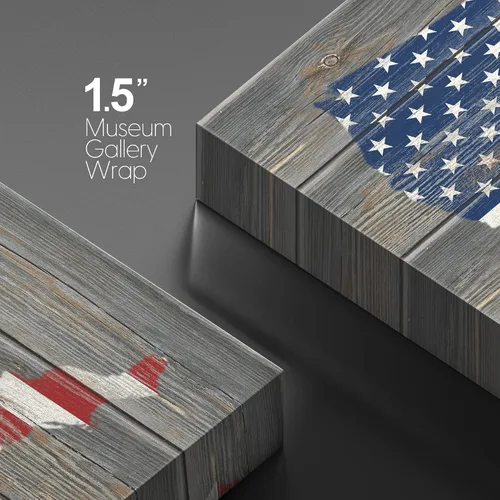 Miniatura 4 de wall26 - Cuadro en lienzo para pared, bandera americana sobre mapa de Estados Unidos en panel de madera, ilustraciones culturales de arquitectura