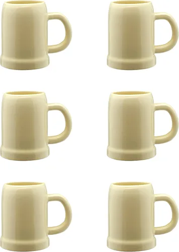 DISCOUNT PROMOS Taza de cerámica para cerveza, 28 onzas, juego de 6, paquete a granel, ideal para Octoberfest, pub, restaurante y más, color beige