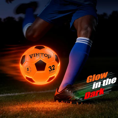 Miniatura 2 de Balón de fútbol que brilla en la oscuridad para niños de 8 a 12 y 15 años, pelota de fútbol con luz LED con bomba para interiores y exteriores
