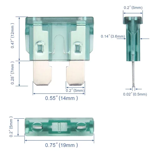 Miniatura 7 de Baomain Fusibles de hoja de 1 amperio, 1A, 32 V, fusible de acción rápida para automóvil, camión, protección contra cortocircuitos, fusibles