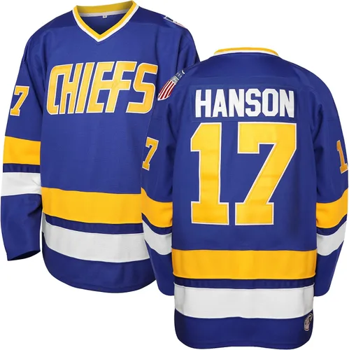 Miniatura 18 de Phoneutrix Hanson Brothers Charlestown Chiefs 16 Jack 17 Steve 18 Jeff Slap Shot Movie Hockey Jersey Azul