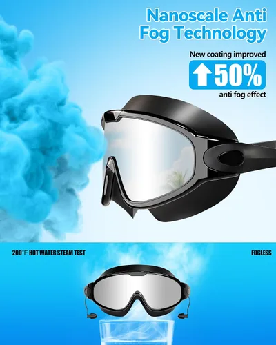 Miniatura 4 de Aegend - Nuevas gafas de natación de visión amplia para adultos, con protección antiniebla/UV, sin fugas, con tapones para los oídos para hombres