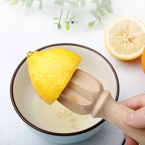 Miniatura 2 de Exprimidor manual de madera maciza de haya, exprimidor de cono de limón de haya, herramienta de exprimir jugo de limón de naranja