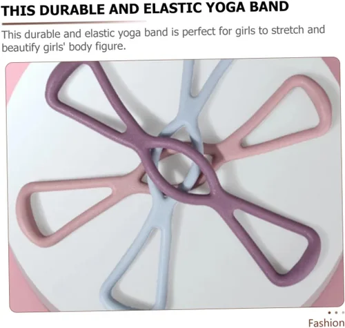 Miniatura 9 de 3 bandas elásticas de resistencia para yoga, para entrenamiento de cuerpo completo, pilates, fisioterapia con alta elasticidad y diseño en rosa