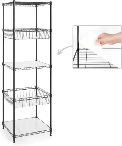 CAPHAUS NSF - Estantería de alambre de 5 niveles de altura ajustable con cesta y forro, estantes de esquina de almacenamiento, estante de