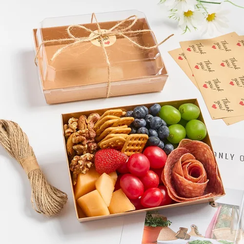 Miniatura 5 de Kucoele Cajas de charcutería grandes de 7 x 5 pulgadas con tapas transparentes, paquete de 50 cajas desechables de postre de panadería, recipientes
