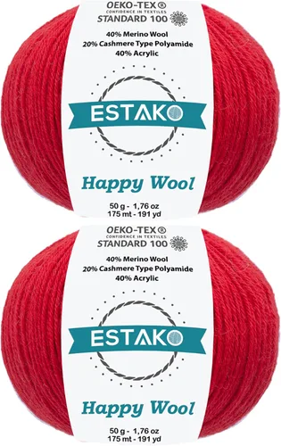Miniatura 13 de Estako Happy Wool (paquete de 2 madejas) 40% lana merino 20% cachemira tipo poliamida 40% acrílico peso fingering hilo suave para tejer y crochet