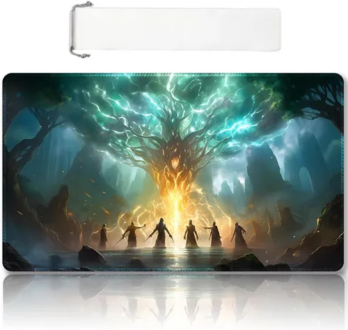 Miniatura 31 de DAUXID Tapete de juego MTG cosido de alta calidad con zonas y parte trasera de goma antideslizante, tapete de juego TCG para MTG y otros