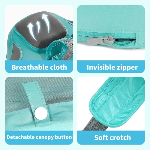 Miniatura 7 de Mambobaby Flotador con Toldo y Cola Nuevo Mejorado Flotador de Piscina No Inflable para Bebé Flotador de Natación Mambo Entrenador de Natación Tela