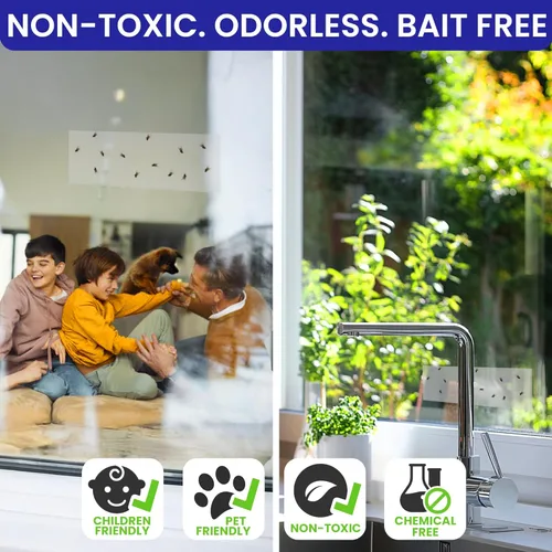 Miniatura 3 de 50 Trampas Adhesivas para Moscas de Ventana No Tóxicas Transparentes Papel Antimoscas Interior para el Hogar. Sin Desorden Trampas Adhesivas