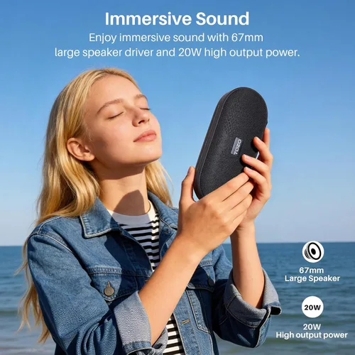 Miniatura 4 de TOZO Altavoz Bluetooth grande PA1, potente sonido estéreo 2.0 con graves profundos, tiempo de reproducción de 25 horas, altavoz de ducha impermeable