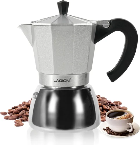 Miniatura 9 de LAOION Cafetera de espresso para estufa, olla moka de 3 tazas, máquina de espresso compatible con encimeras de inducción, 150ml, cafetera cubana