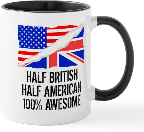 Miniatura 96 de CafePress Born American, British By Hea Taza de café de cerámica de 11 oz (11.0 fl oz)