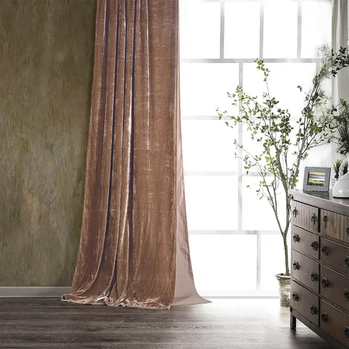 Miniatura 13 de Cortinas de terciopelo de seda sintética HiEnd Accents Stella, cortinas con bolsillo para barra, 48x108 pulgadas, negras, estilo romántico