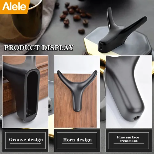 Miniatura 3 de Alele 2 ganchos de cuerno negros montados en la pared, ganchos de doble pared de metal resistente para colgar abrigos, toallas, sombreros, etc.