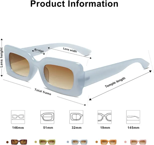 Miniatura 4 de SOJOS Retro 90s Small Nude Rectangle Sunglasses Womens Mens Trendy Chunky Glasses