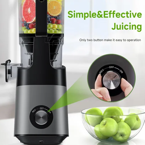 Miniatura 7 de EanOruus Exprimidor de prensa en frío, máquina extractor de jugo de canal de alimentación de 5.8 pulgadas de ancho con 400 W, alto rendimiento