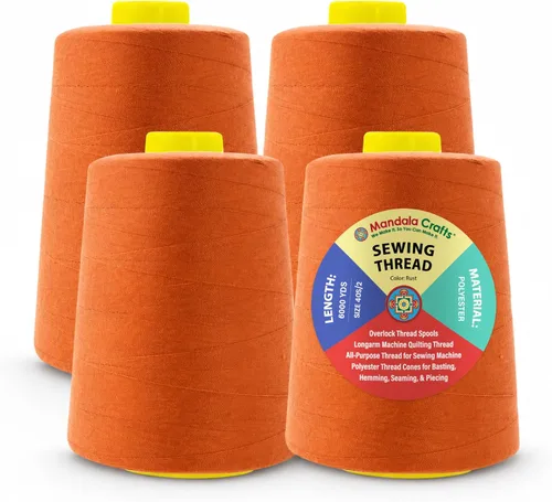 Miniatura 95 de Mandala Crafts 4 Pack of Serger Threads Cones Spools - 20S/2 24000 Yards Polyester Baby Blue Threads for Sergers Machine and Overlock Quilting