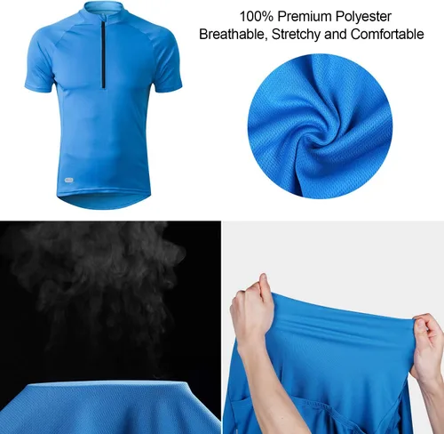 Miniatura 9 de INBIKE Maillots de ciclismo para hombre que absorbe la humedad, manga corta, secado rápido, camiseta de ciclismo de manga larga transpirable