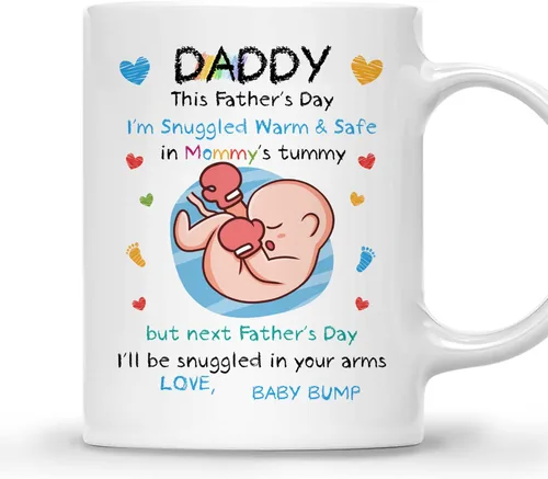 Miniatura 14 de Gossby Baby Bump - Taza de café personalizada para el primer día del padre para el futuro padre, marido de parte de la esposa, mensaje desde