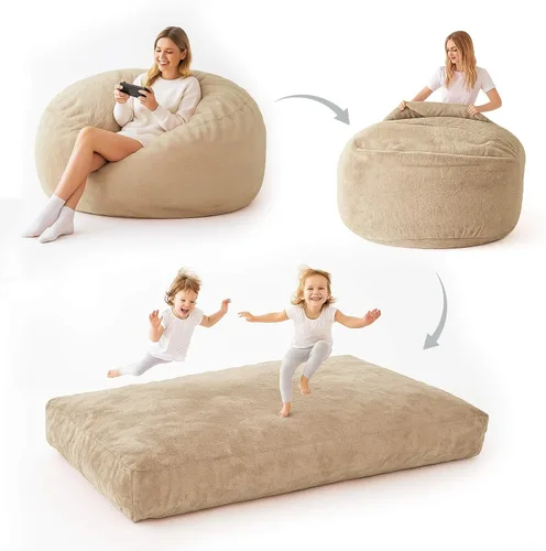 Miniatura 19 de Puf de 3 pies, puf con relleno, espuma viscoelástica altamente resistente, puf redondo de felpa, mueble para sala moderna, silla de lectura de ocio