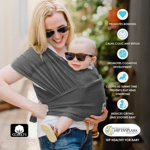 Miniatura 4 de Breeze Baby K'tan - Portabebés, 1 arnés de bebé fácil de envolver Malla transpirable 100% algodón Envoltura manos libres para bebés Sin Carbón